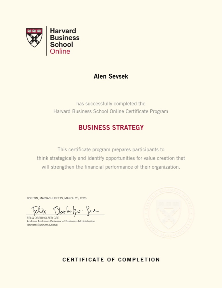 Harvard Business School Online — Business Strategy certificate